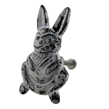 Antique White Rabbit Iron Dresser Knob